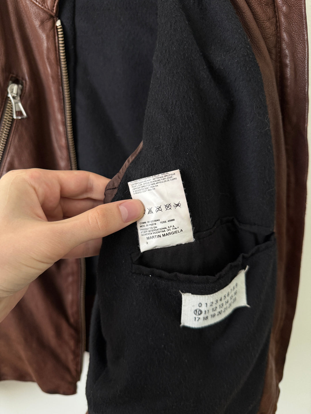 2004 Brown 5 Zip Leather Moto Jacket