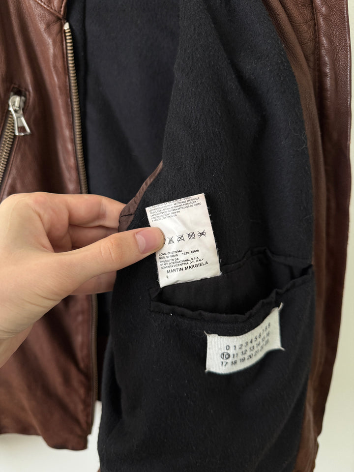 2004 Brown 5 Zip Leather Moto Jacket