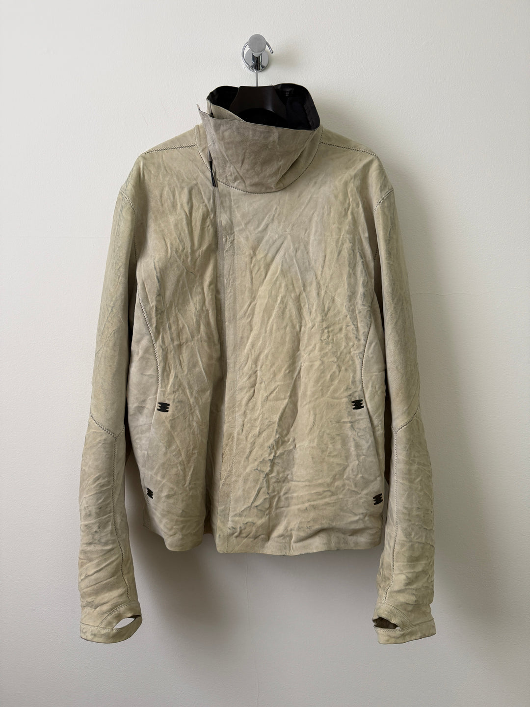 Lambskin Staple Spine White Leather Jacket