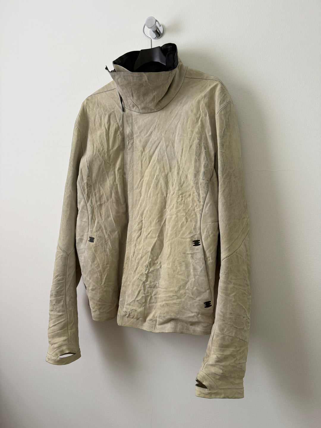 Lambskin Staple Spine White Leather Jacket
