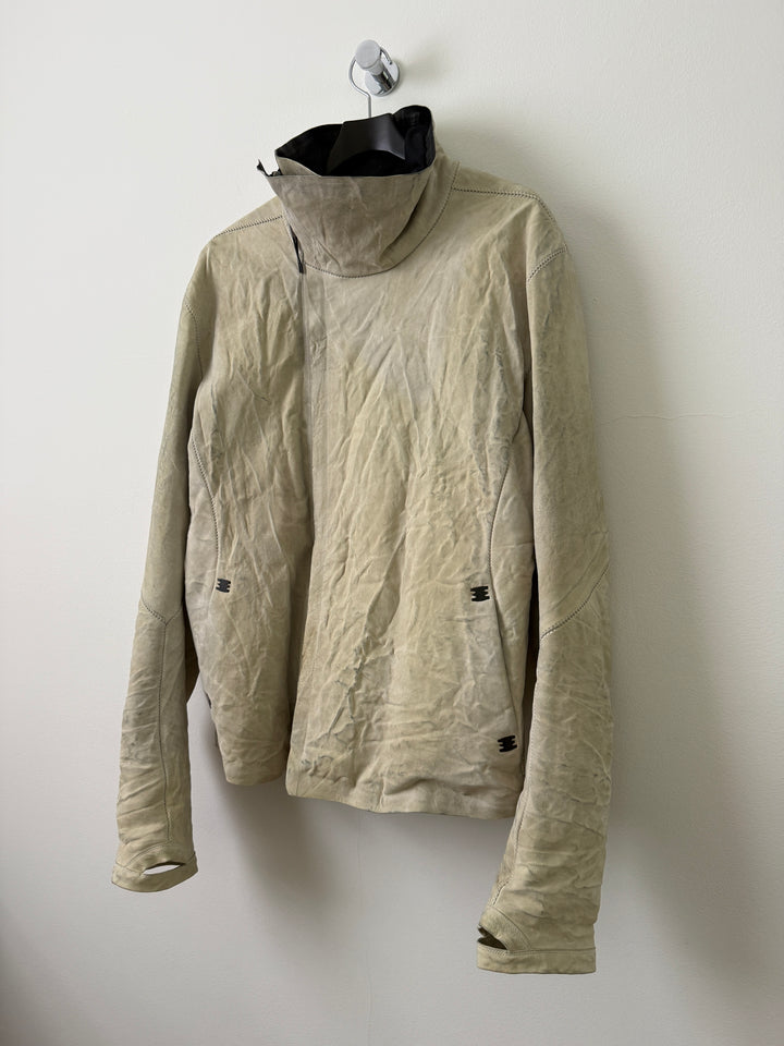 Lambskin Staple Spine White Leather Jacket