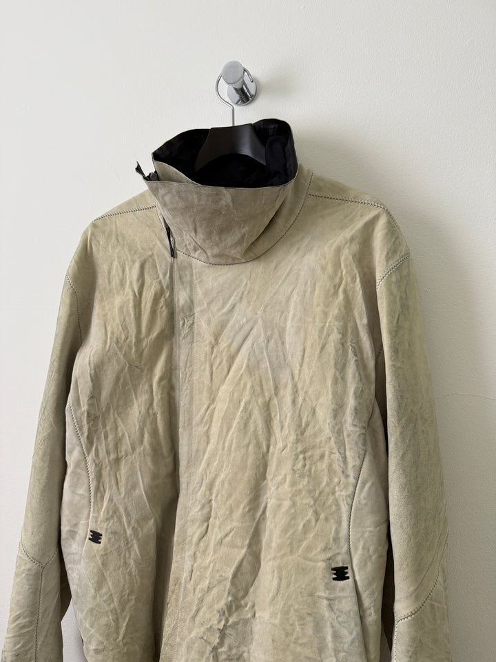 Lambskin Staple Spine White Leather Jacket