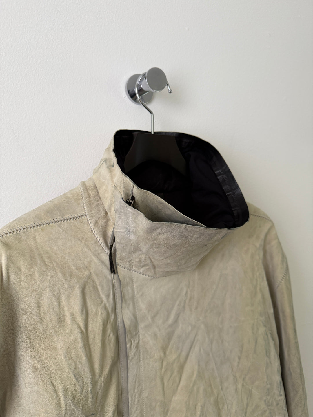 Lambskin Staple Spine White Leather Jacket