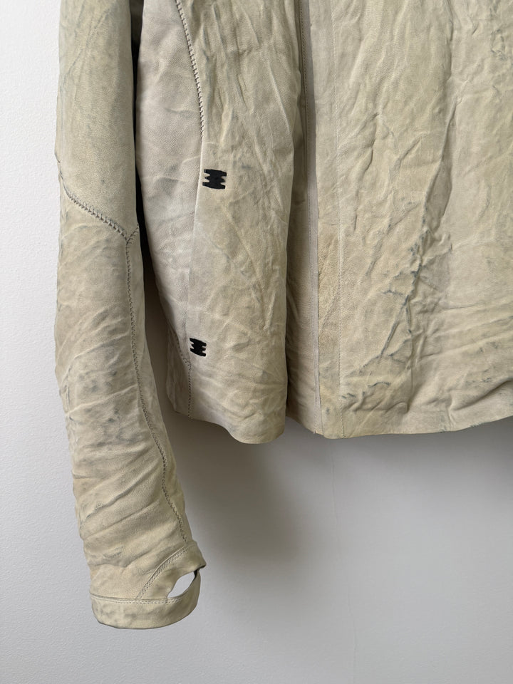 Lambskin Staple Spine White Leather Jacket