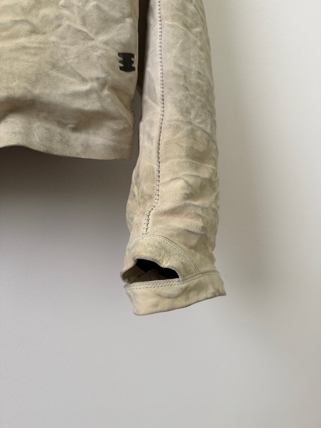 Lambskin Staple Spine White Leather Jacket
