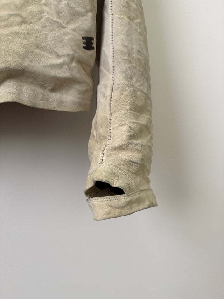 Lambskin Staple Spine White Leather Jacket