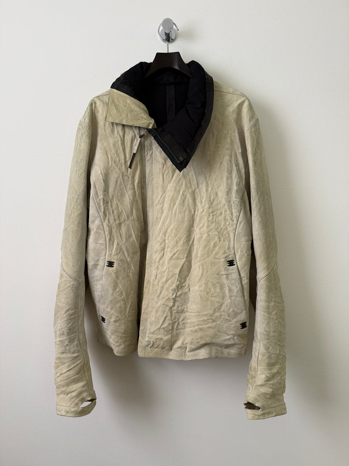 Lambskin Staple Spine White Leather Jacket