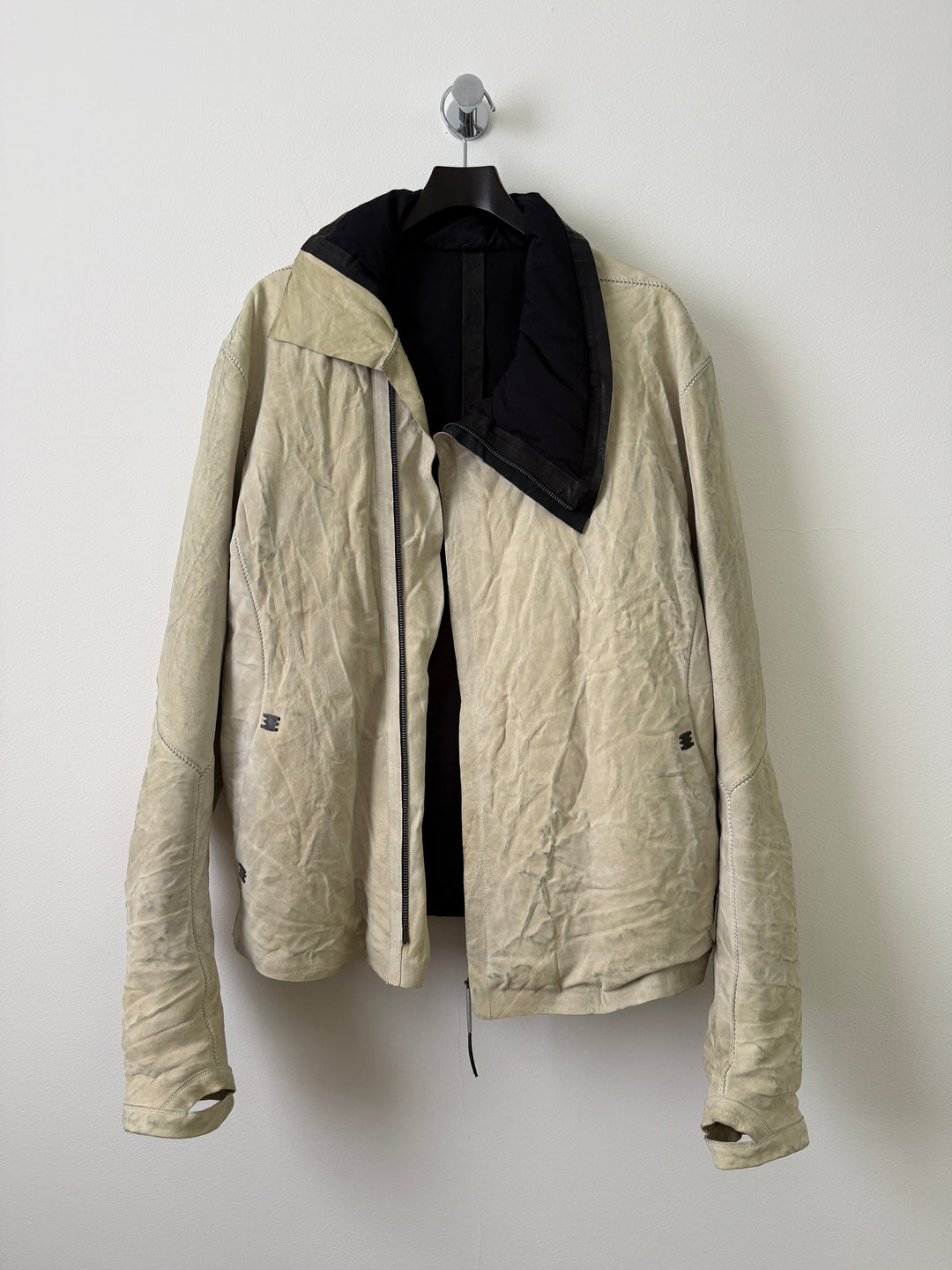 Lambskin Staple Spine White Leather Jacket