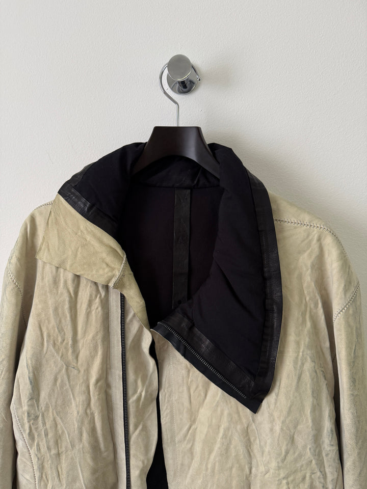 Lambskin Staple Spine White Leather Jacket