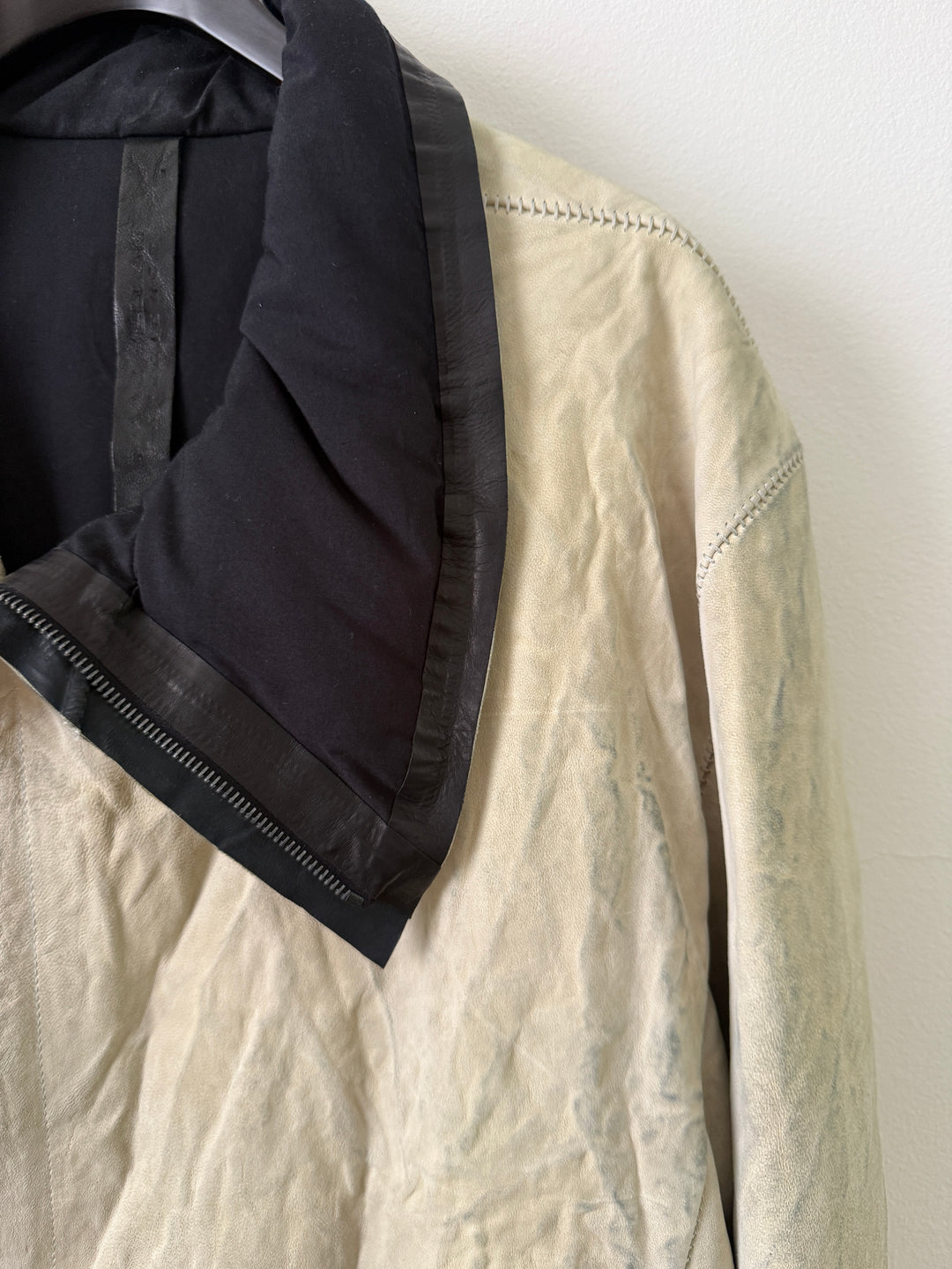Lambskin Staple Spine White Leather Jacket