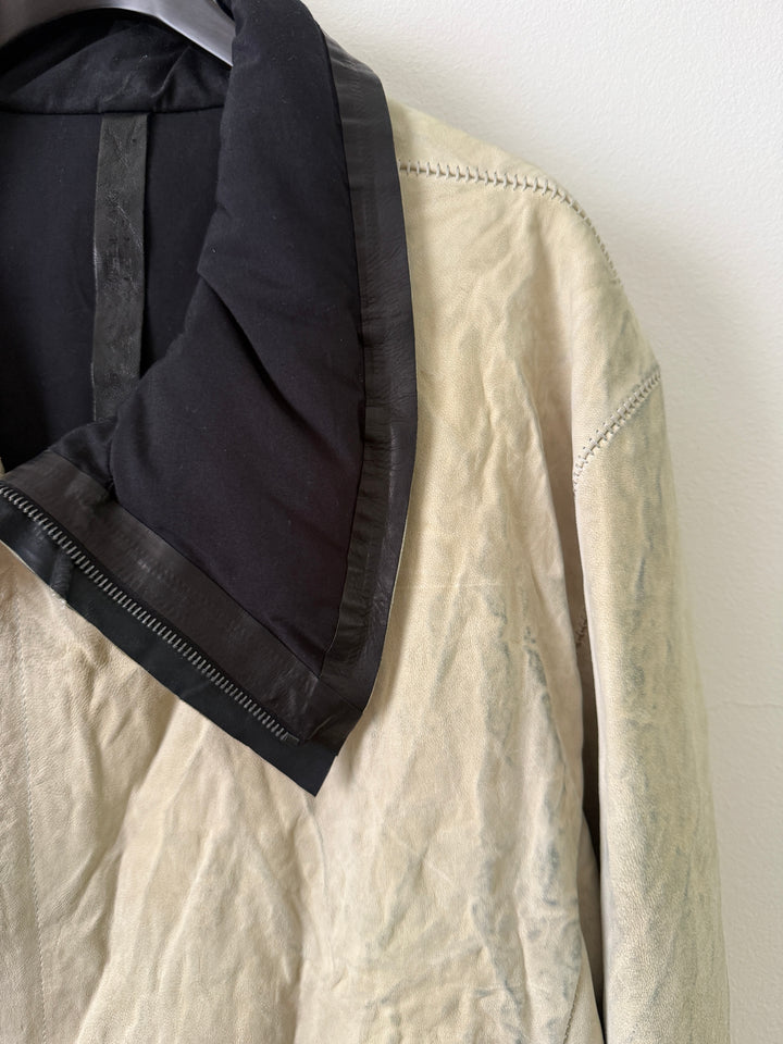 Lambskin Staple Spine White Leather Jacket