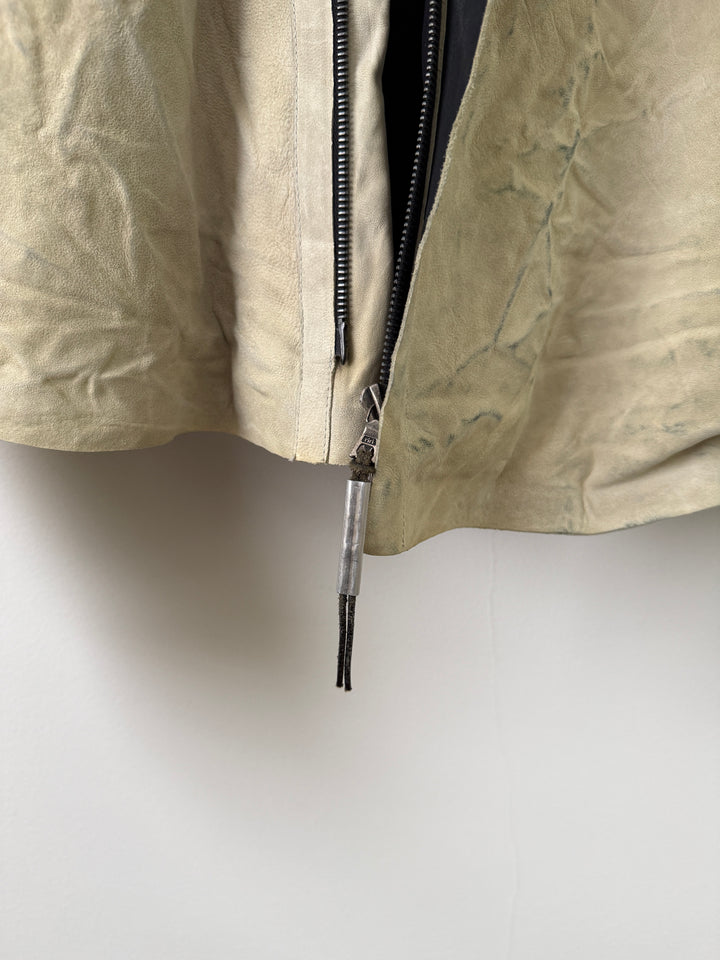 Lambskin Staple Spine White Leather Jacket