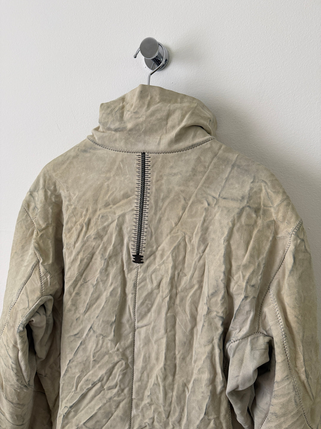 Lambskin Staple Spine White Leather Jacket