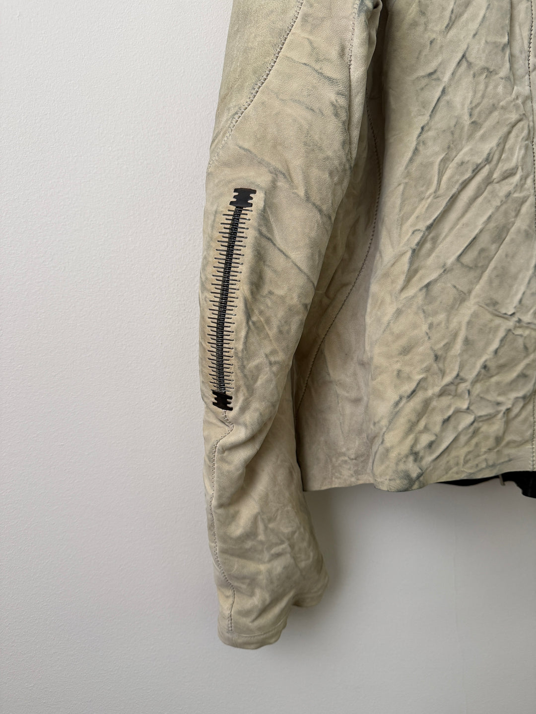 Lambskin Staple Spine White Leather Jacket