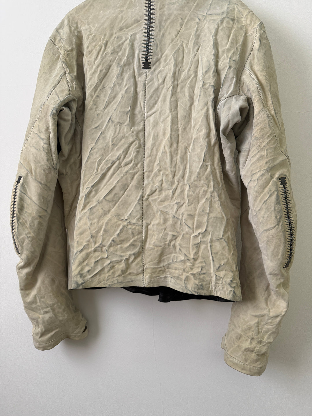 Lambskin Staple Spine White Leather Jacket