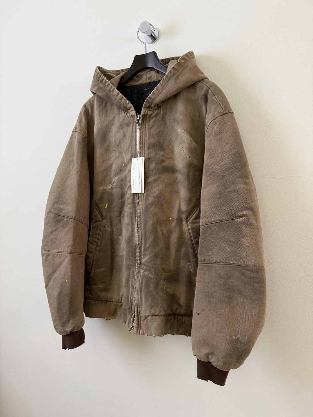 BECK DESTROYED HOODED BOMBER IN BRUSHED COTTON