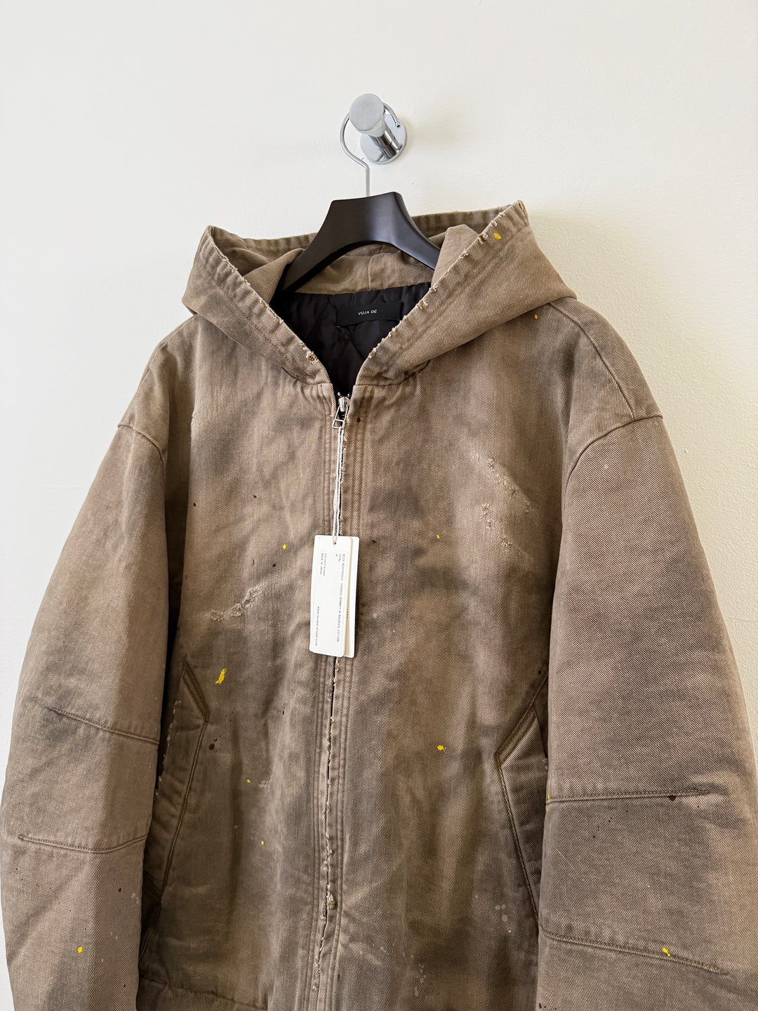 BECK DESTROYED HOODED BOMBER IN BRUSHED COTTON