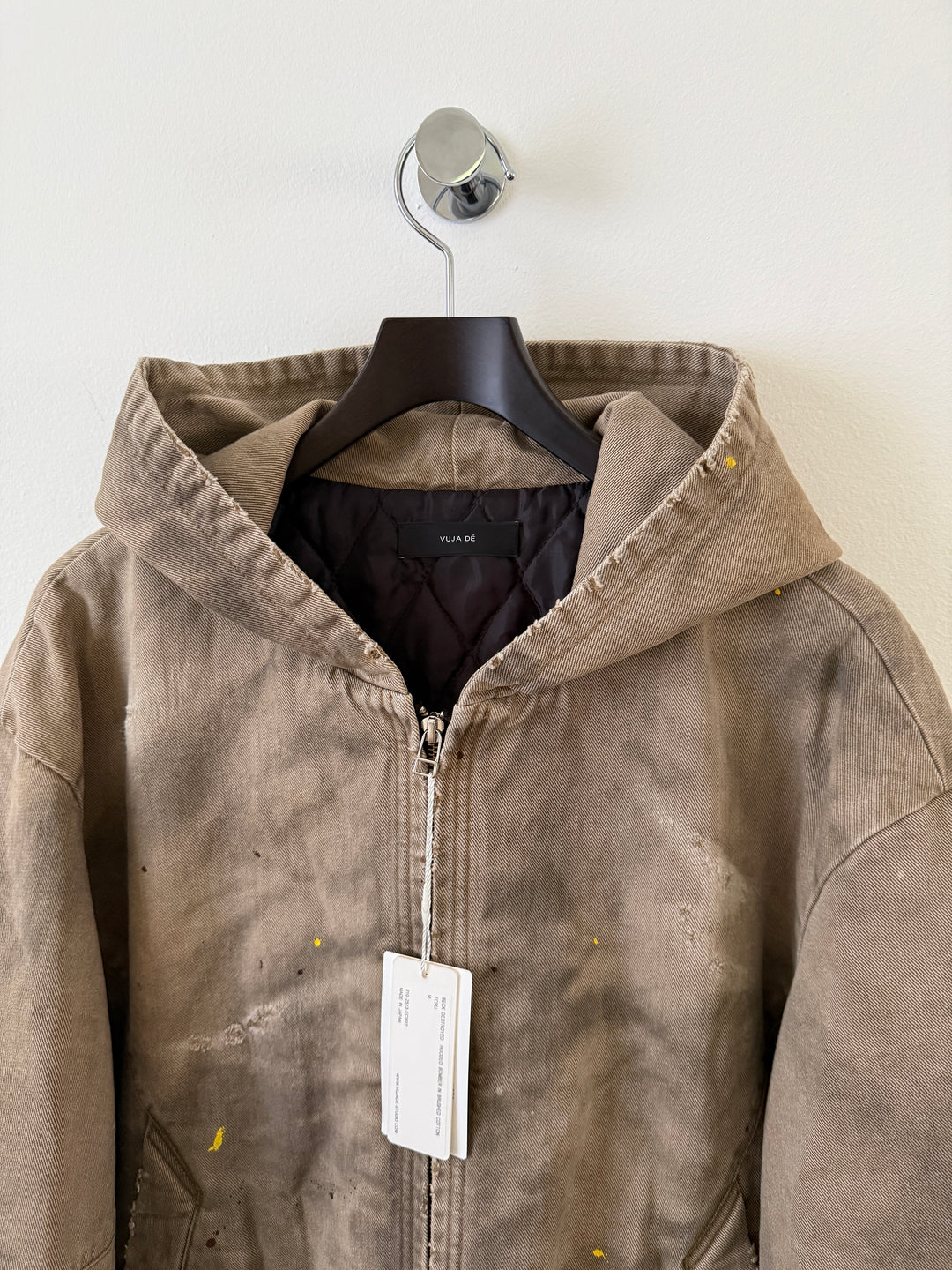 BECK DESTROYED HOODED BOMBER IN BRUSHED COTTON