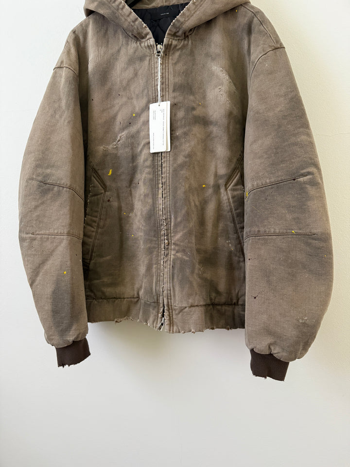 BECK DESTROYED HOODED BOMBER IN BRUSHED COTTON