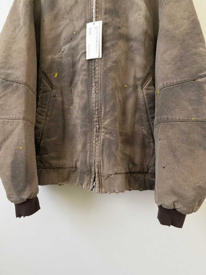 BECK DESTROYED HOODED BOMBER IN BRUSHED COTTON