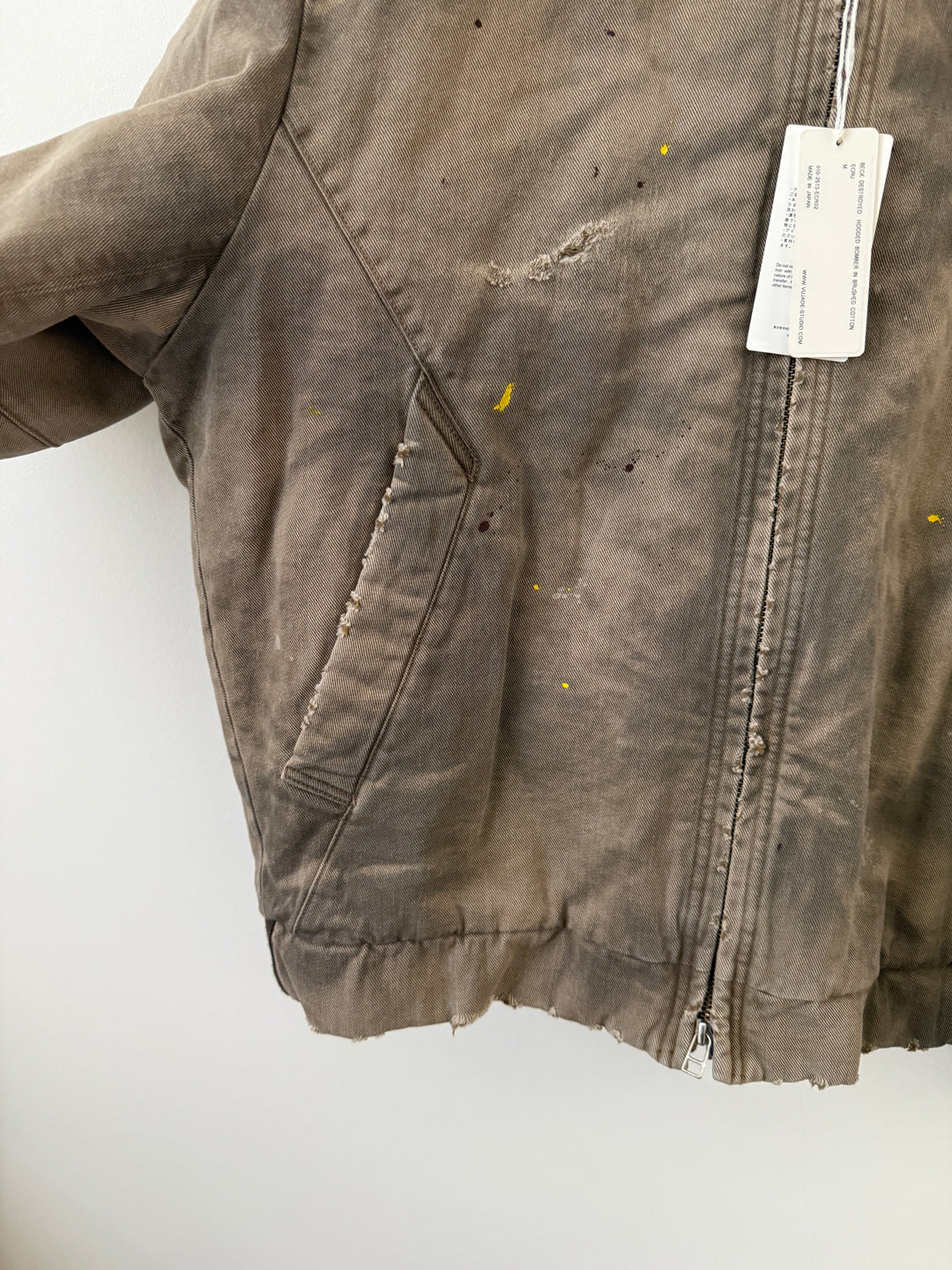 BECK DESTROYED HOODED BOMBER IN BRUSHED COTTON
