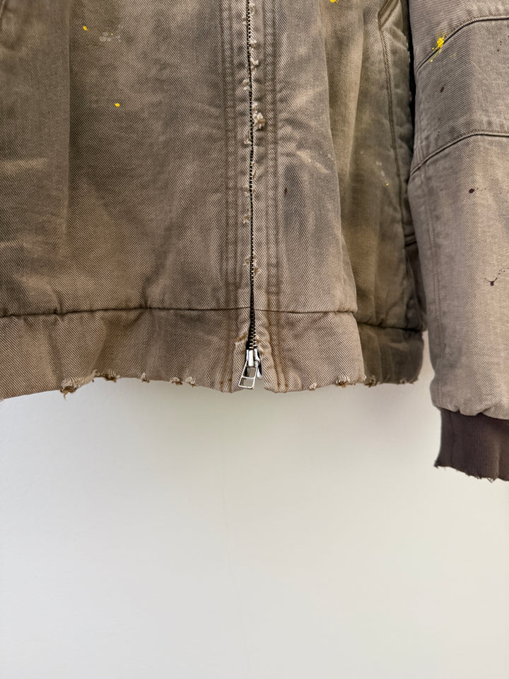 BECK DESTROYED HOODED BOMBER IN BRUSHED COTTON