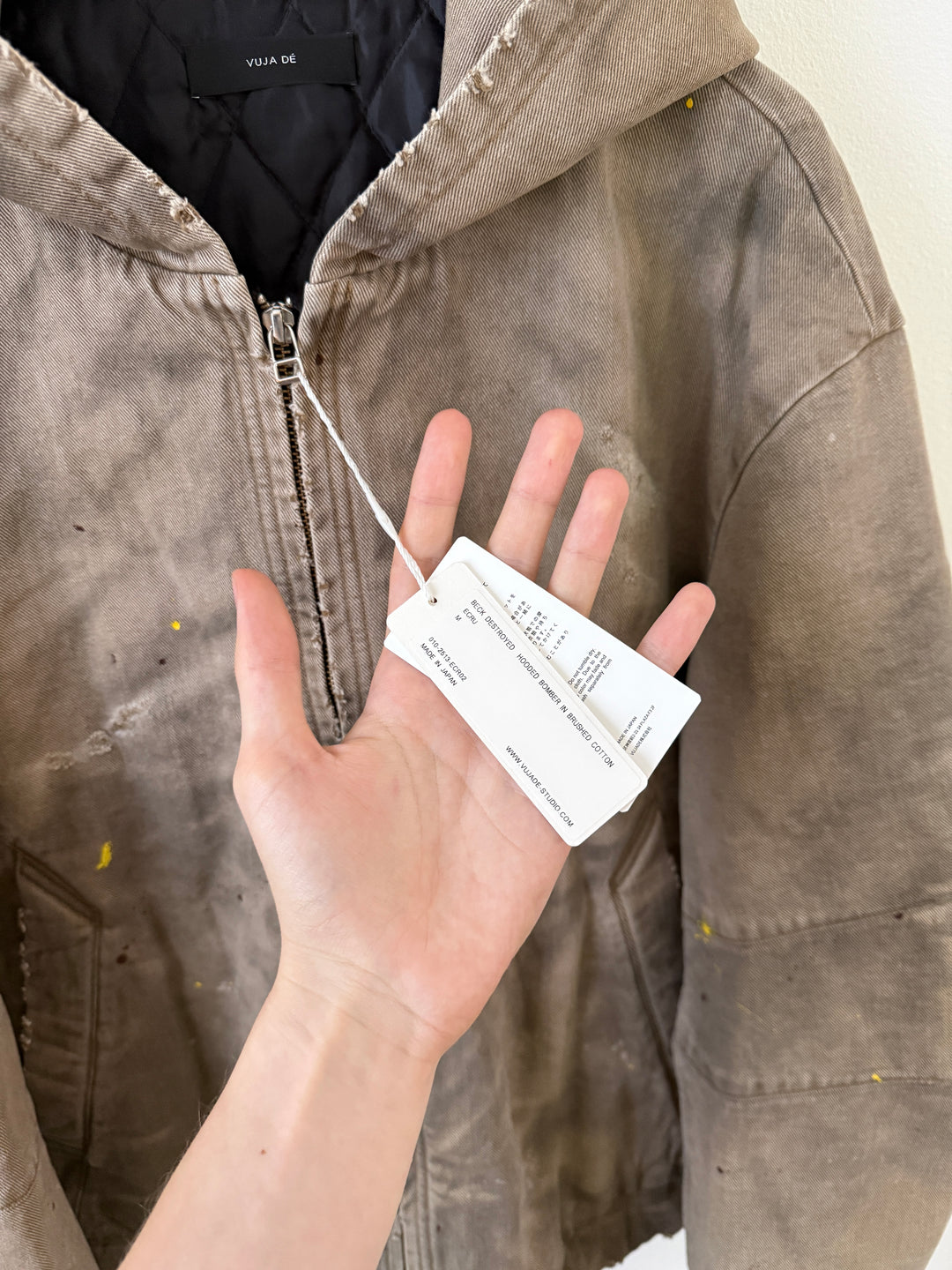 BECK DESTROYED HOODED BOMBER IN BRUSHED COTTON