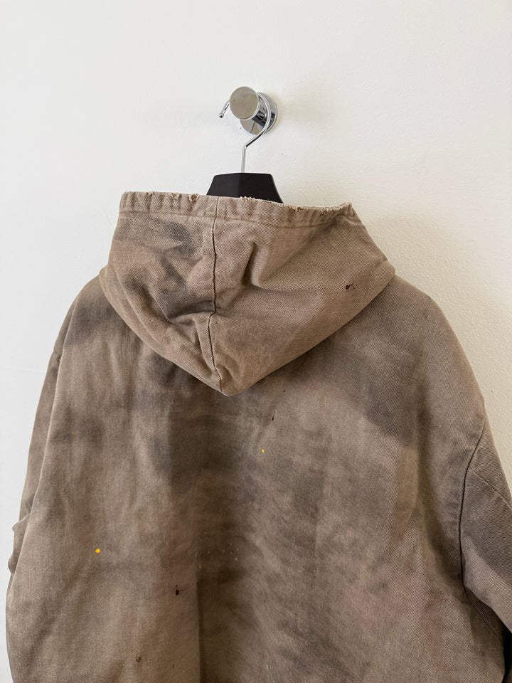 BECK DESTROYED HOODED BOMBER IN BRUSHED COTTON