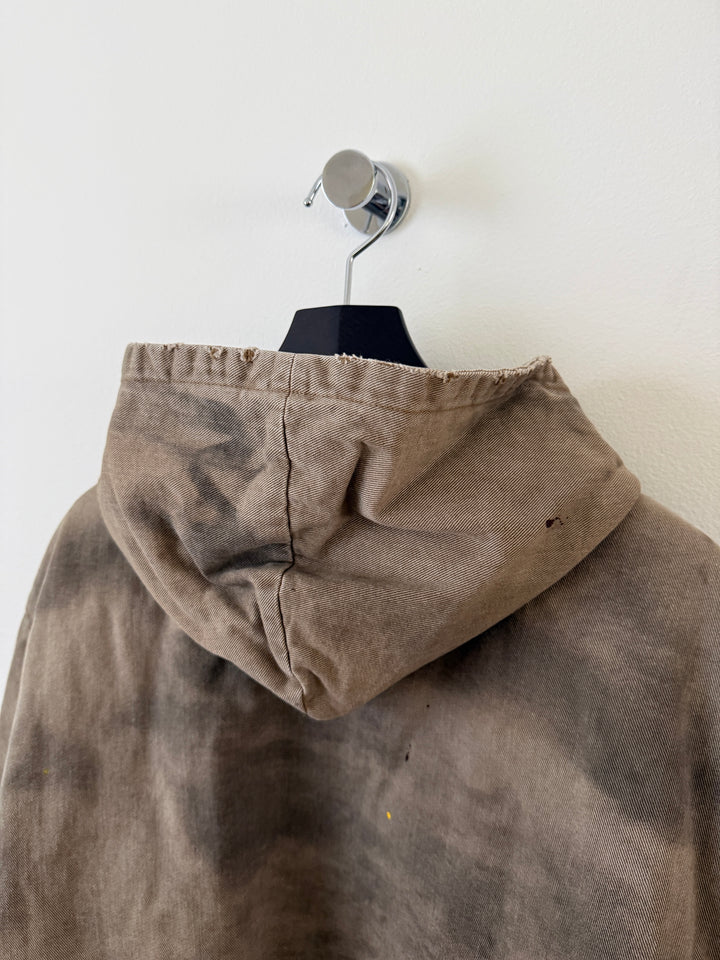 BECK DESTROYED HOODED BOMBER IN BRUSHED COTTON