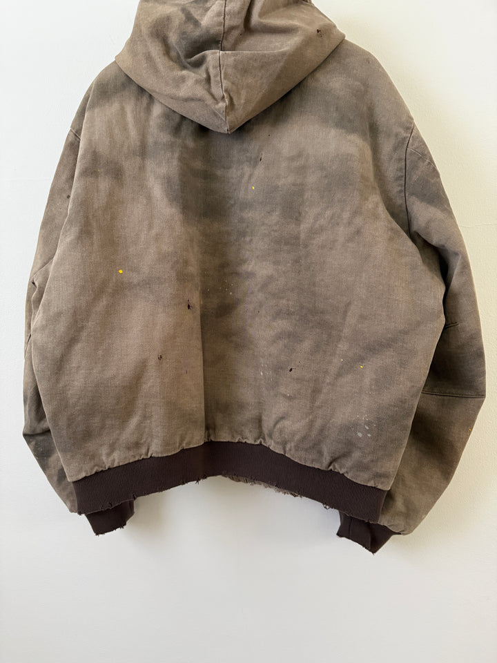 BECK DESTROYED HOODED BOMBER IN BRUSHED COTTON