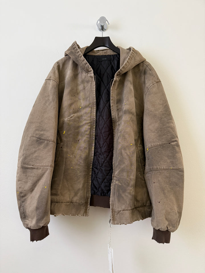 BECK DESTROYED HOODED BOMBER IN BRUSHED COTTON