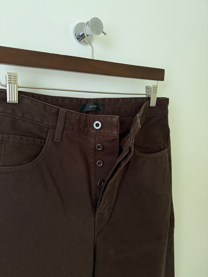 Steve Garment Dyed Jeans in Brown Bushed Cotton