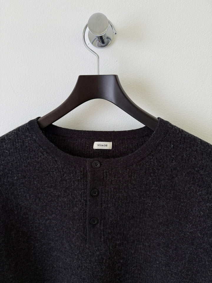 Midas Henley Knit Sweater in Suvin Cotton & Wool