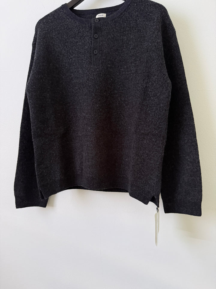 Midas Henley Knit Sweater in Suvin Cotton & Wool