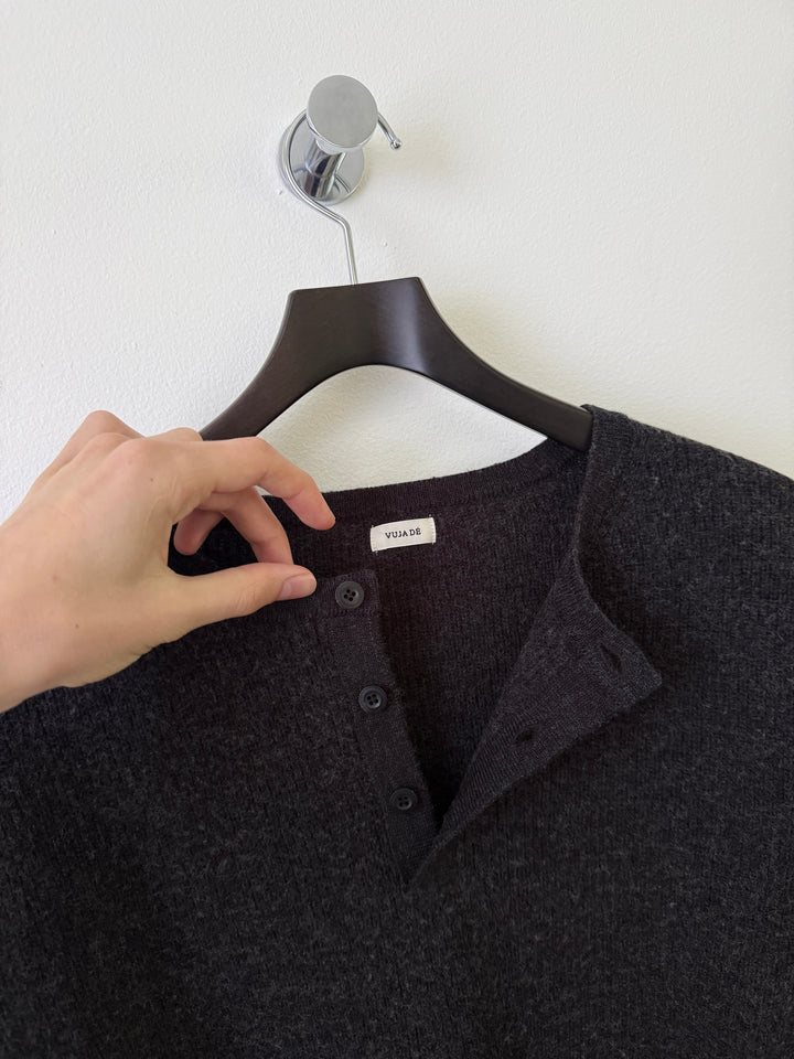 Midas Henley Knit Sweater in Suvin Cotton & Wool