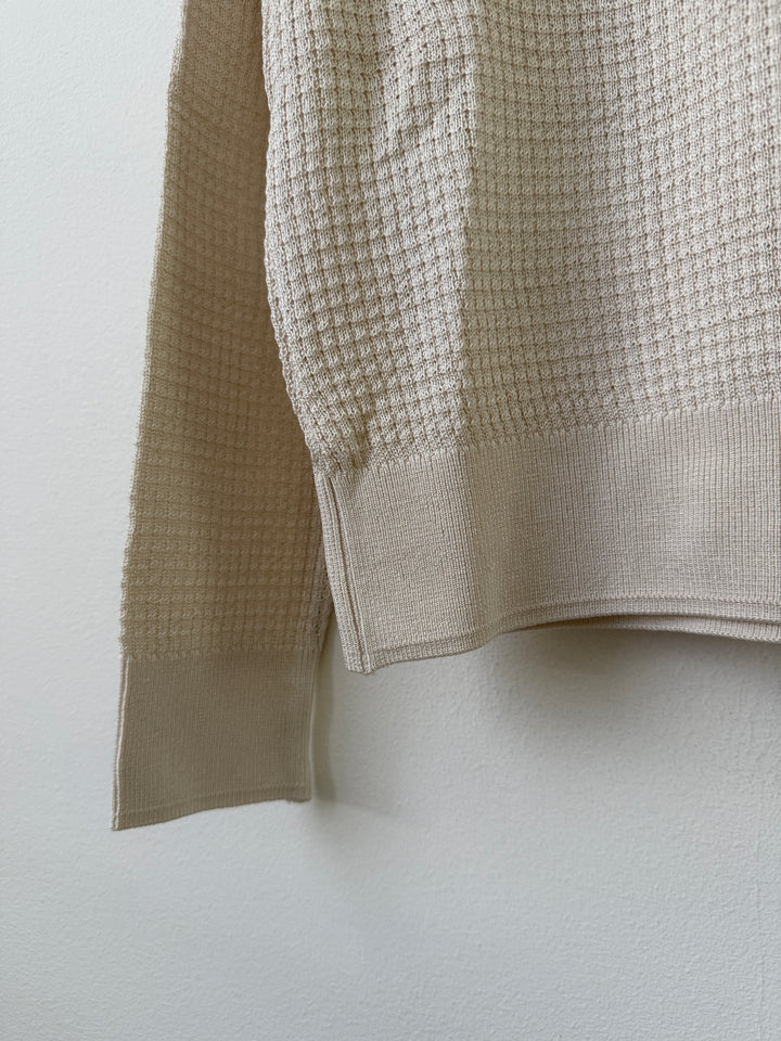 Hugh Waffle Knit Sweater in Silk