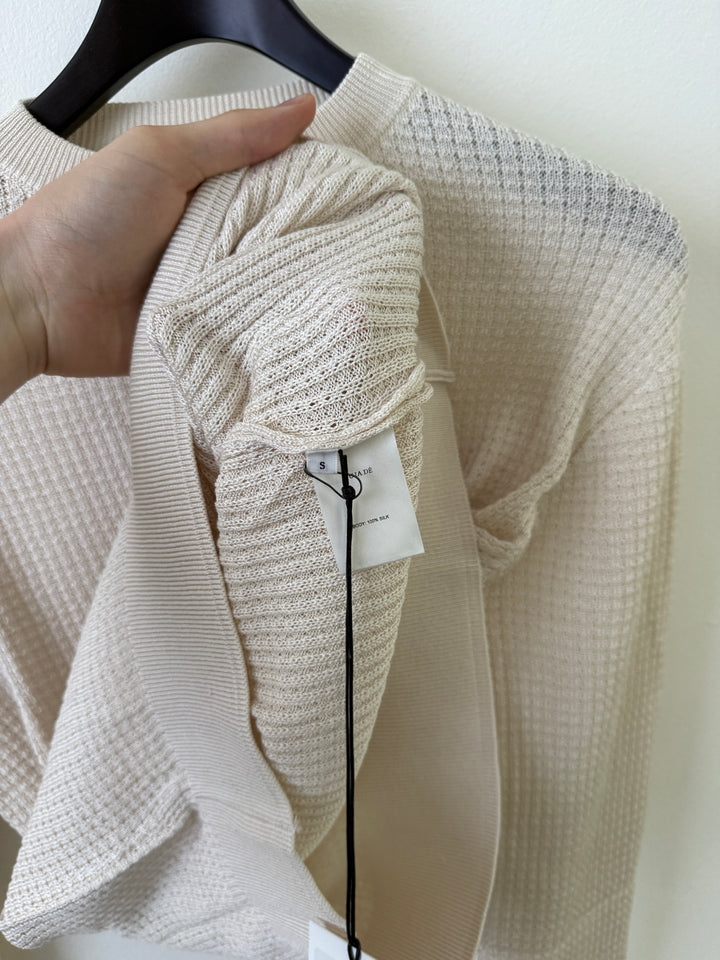 Hugh Waffle Knit Sweater in Silk