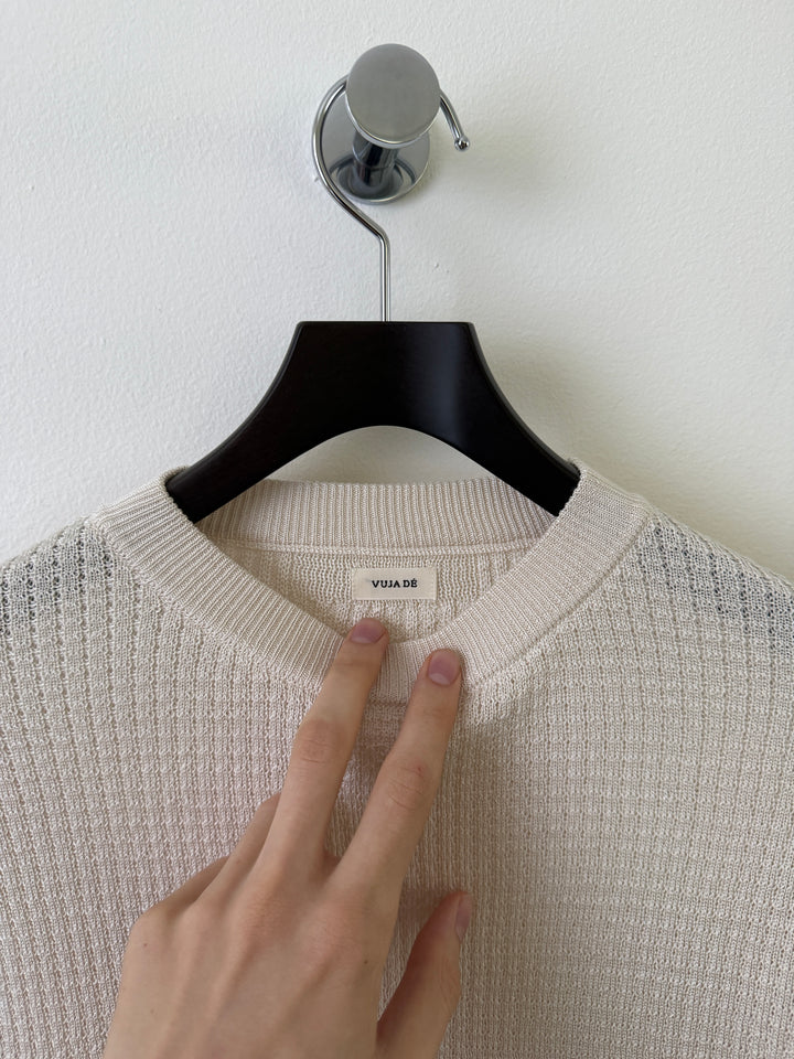 Hugh Waffle Knit Sweater in Silk