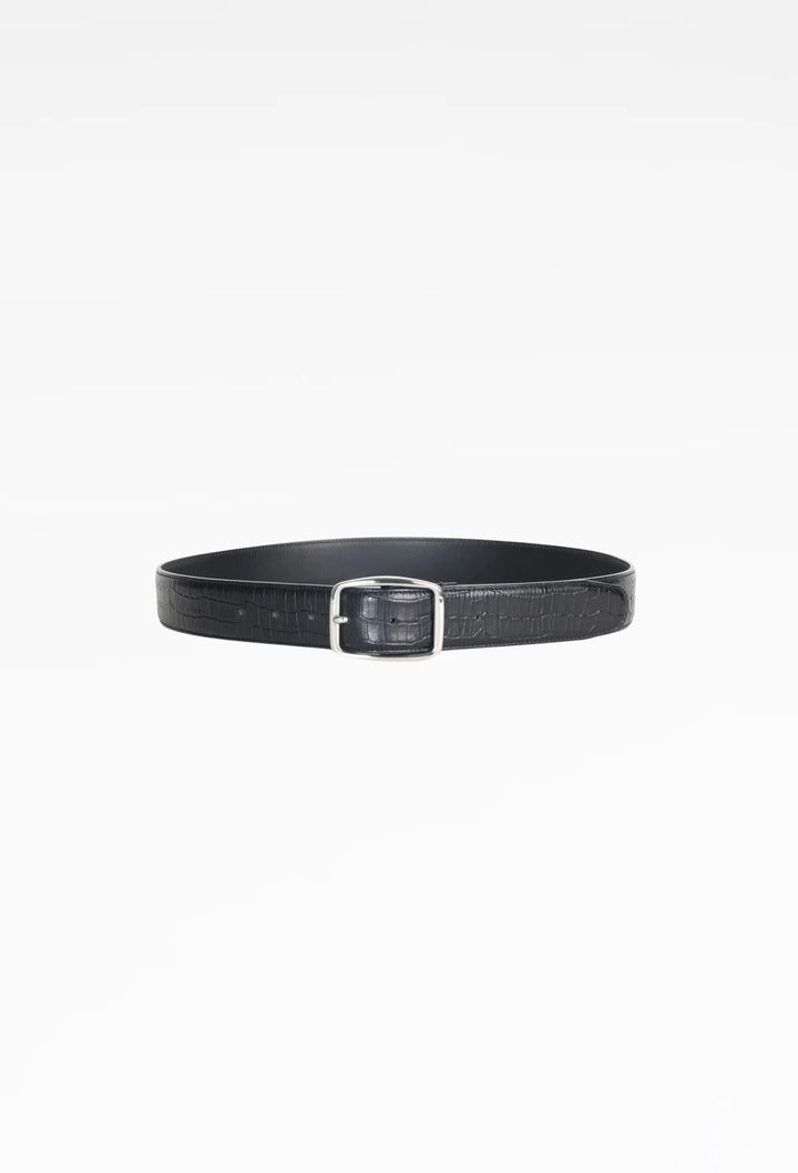 Embossed Croc Leather Belt