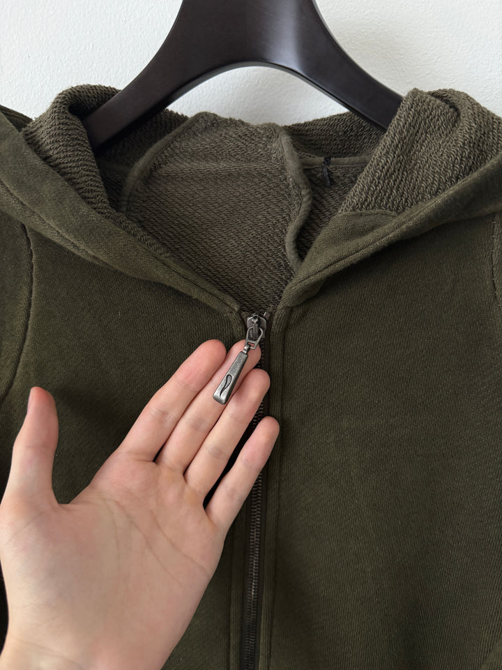 Olive Zip Up Hoodie