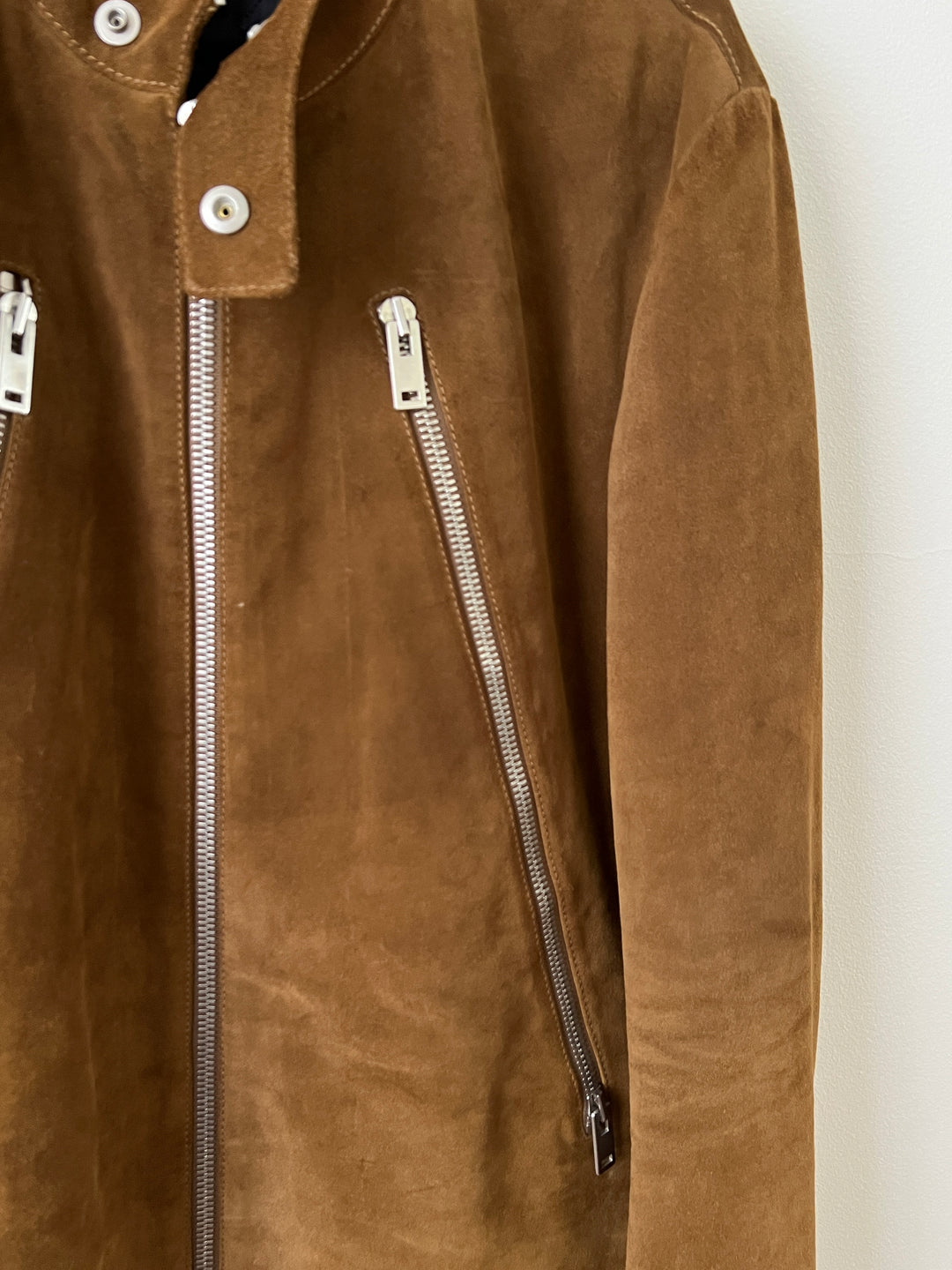 Brown 5 Zip Suede Moto Leather Jacket