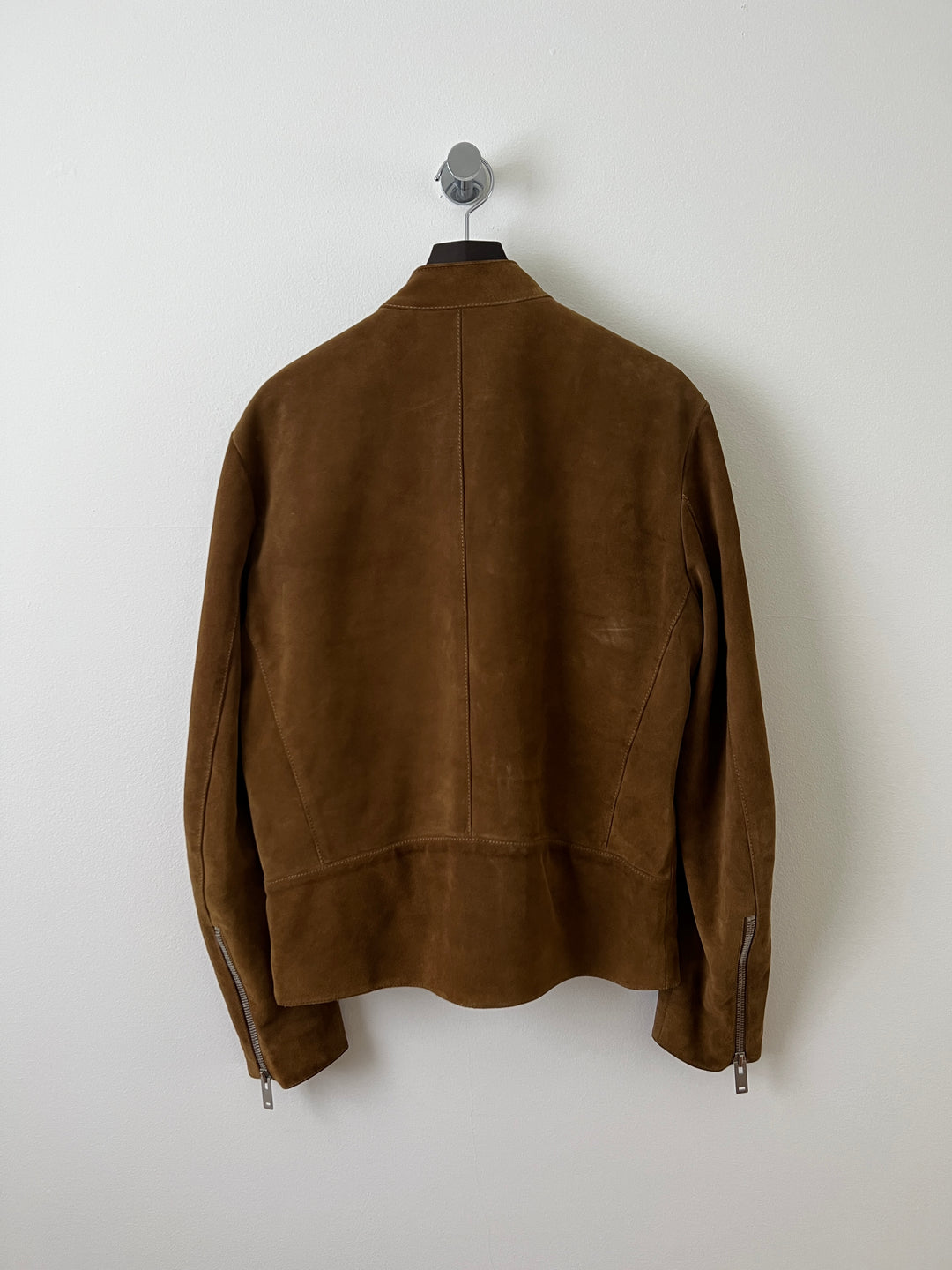 Brown 5 Zip Suede Moto Leather Jacket