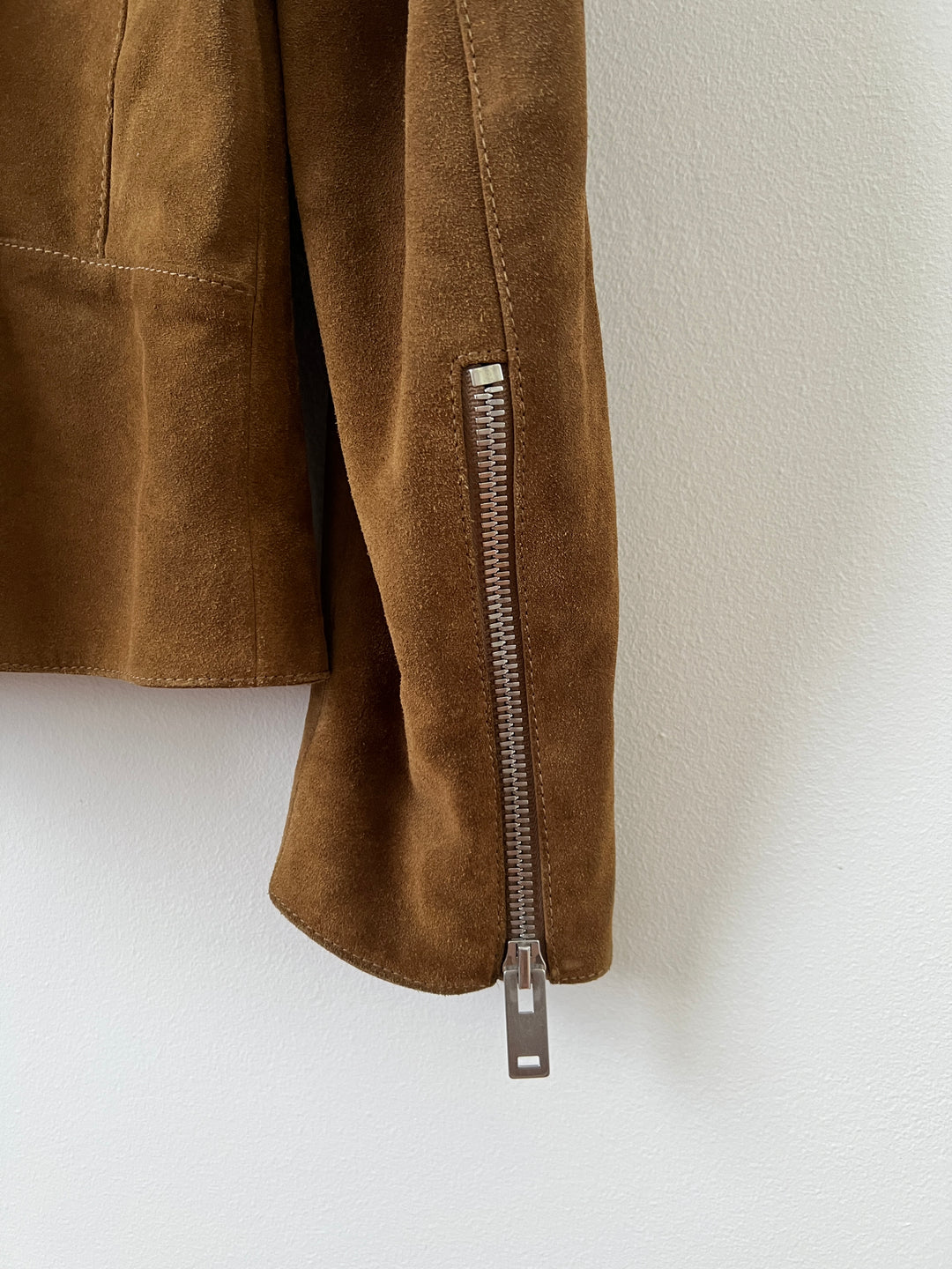 Brown 5 Zip Suede Moto Leather Jacket