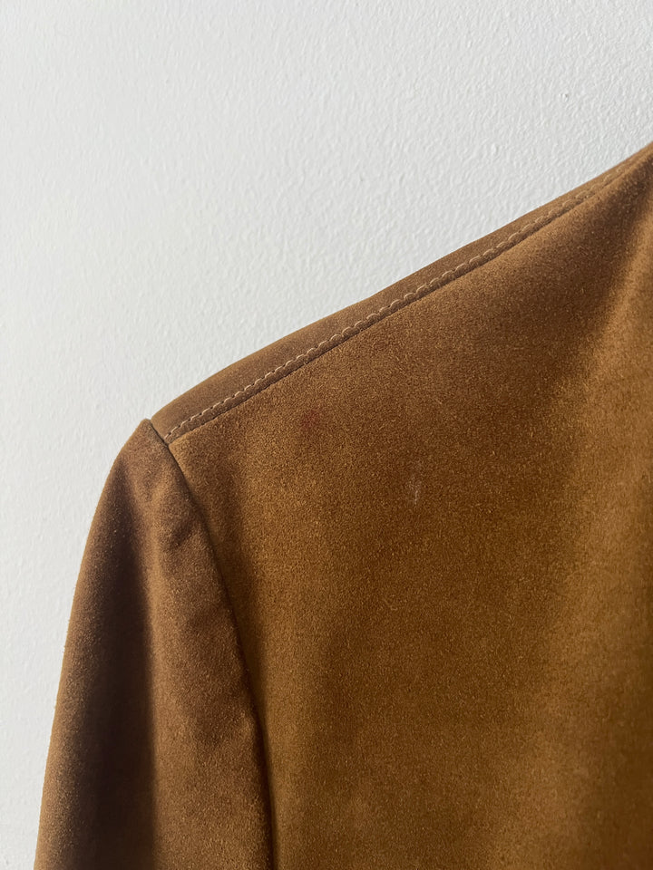 Brown 5 Zip Suede Moto Leather Jacket