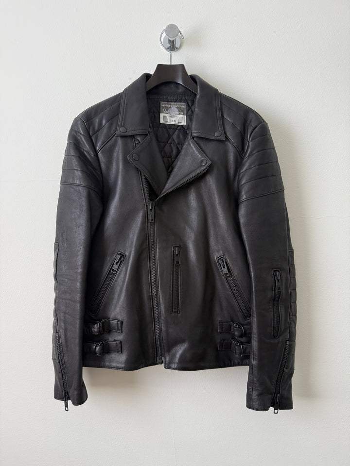 Padded Sheepskin Leather Double Rider Moto Jacket