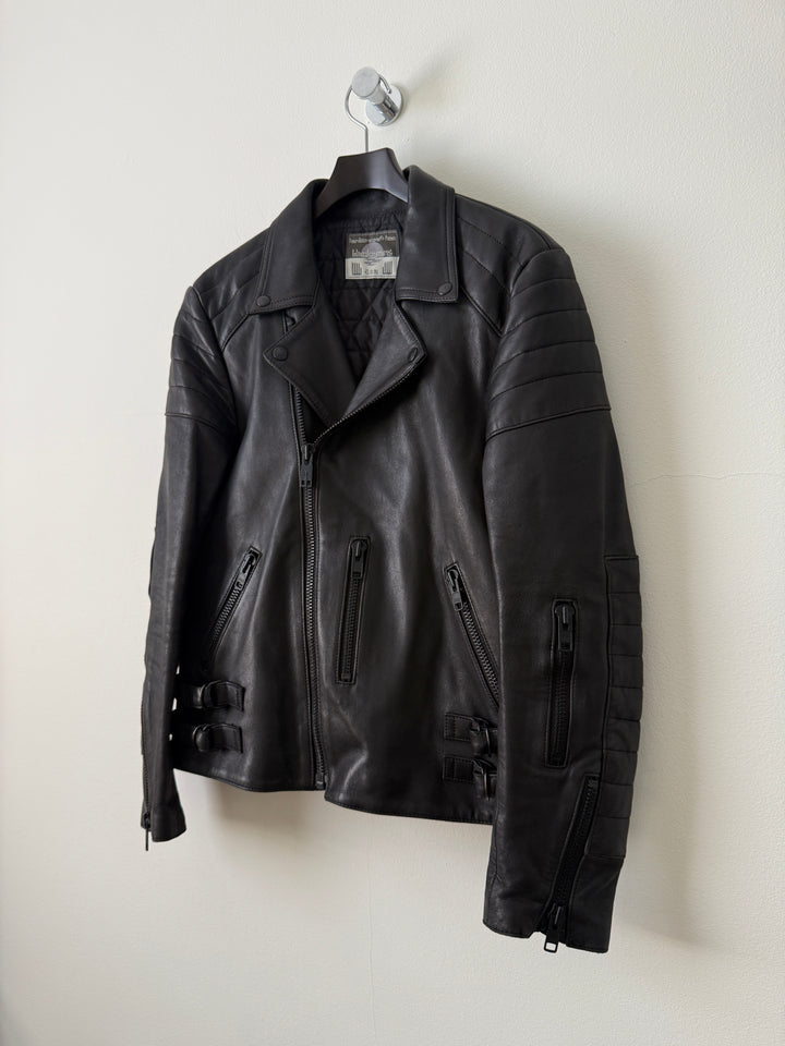 Padded Sheepskin Leather Double Rider Moto Jacket