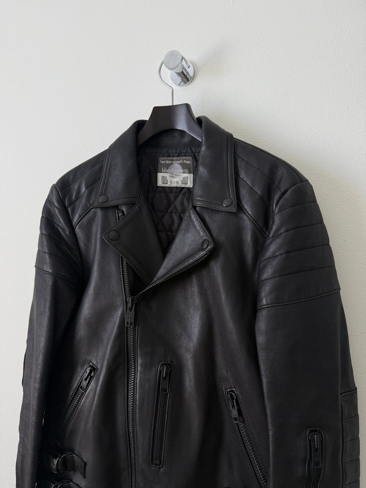 Padded Sheepskin Leather Double Rider Moto Jacket