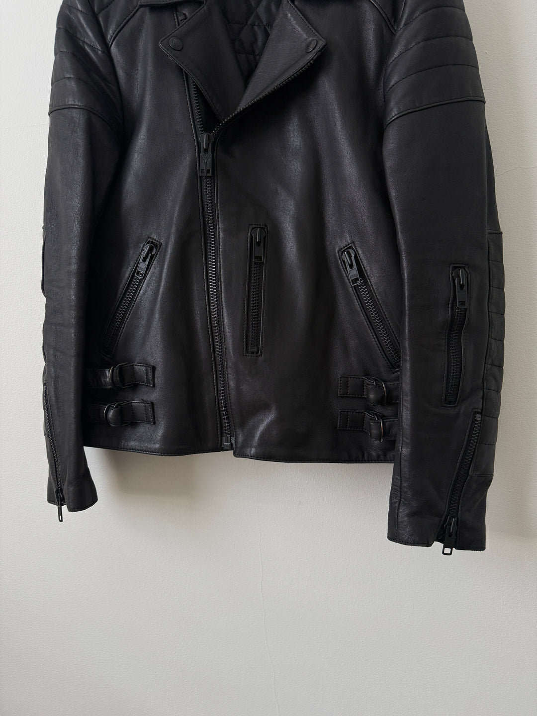 Padded Sheepskin Leather Double Rider Moto Jacket