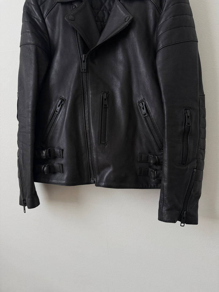 Padded Sheepskin Leather Double Rider Moto Jacket