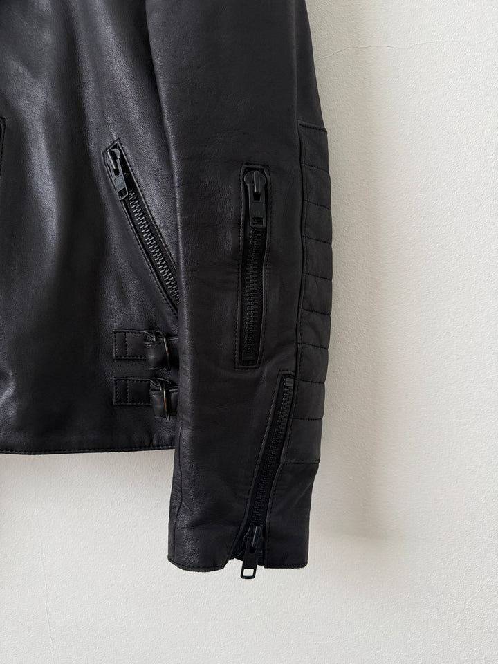 Padded Sheepskin Leather Double Rider Moto Jacket